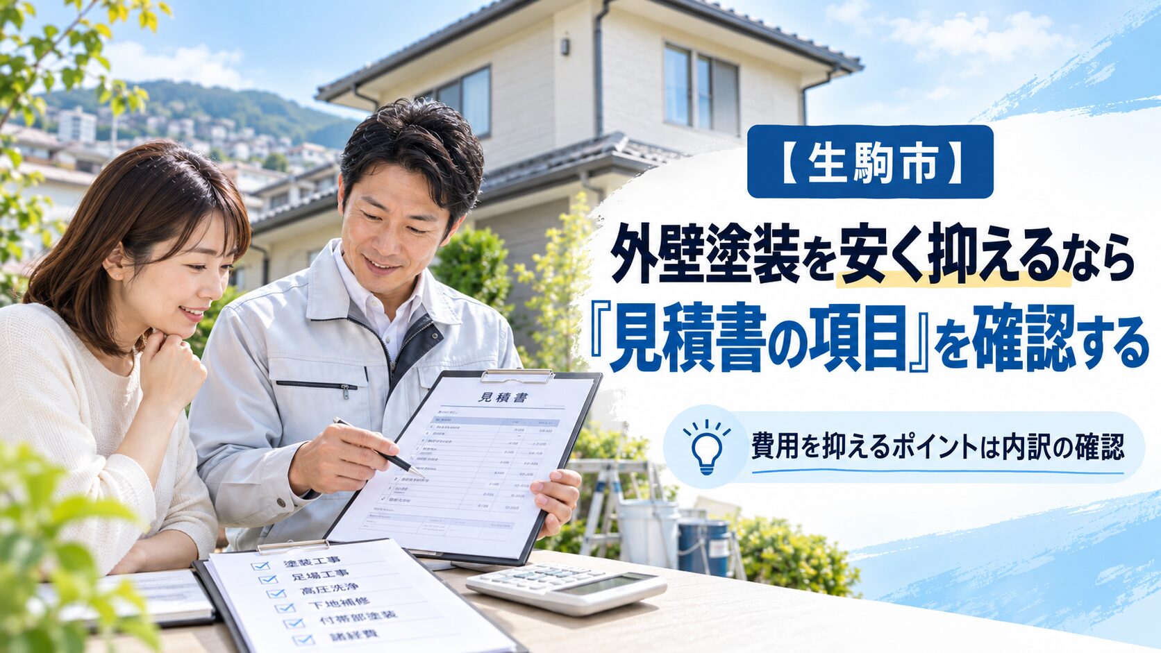 【生駒市】外壁塗装を安く抑えるなら「見積書の項目」を確認する